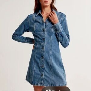 Abercrombie & Fitch Medium Blue Denim Long-Sleeve Button Dress